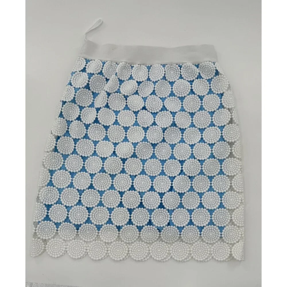 A-Tout- Age Size 8 Mollie Doily White & Blue Crochet Lace Skirt With side Zipper - Picture 2 of 10